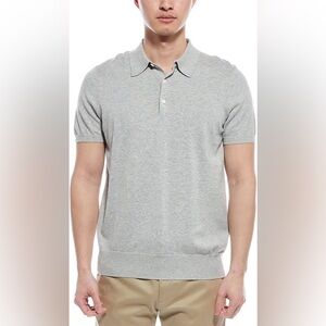 Brooks Brothers Soft Knit Cotton Short Sleeve Polo Sweater Shirt Gray Large